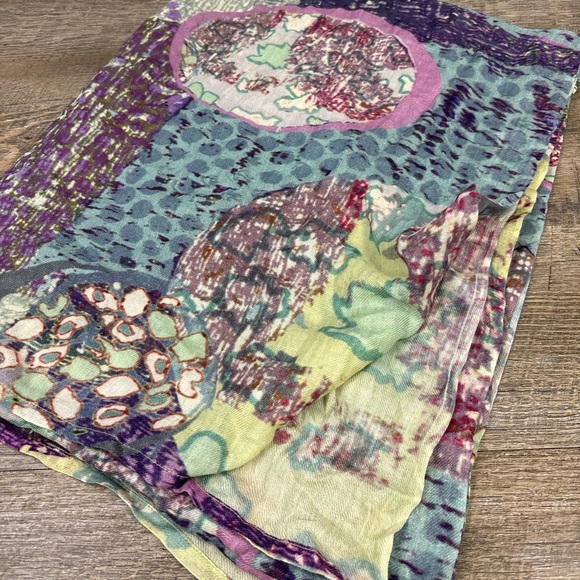 Hand-Signed Cashmere & Silk ScarfAbstract Art PrintMade in India
